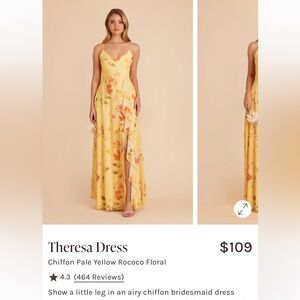 NWT Birdy Grey Theresa Dress - Yellow Rococo Floral